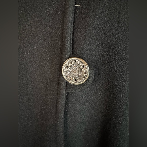 Vintage Wool and Cashmere Trench Coat 90’s Feminine Elegant Goth Duster noir - Picture 13 of 15